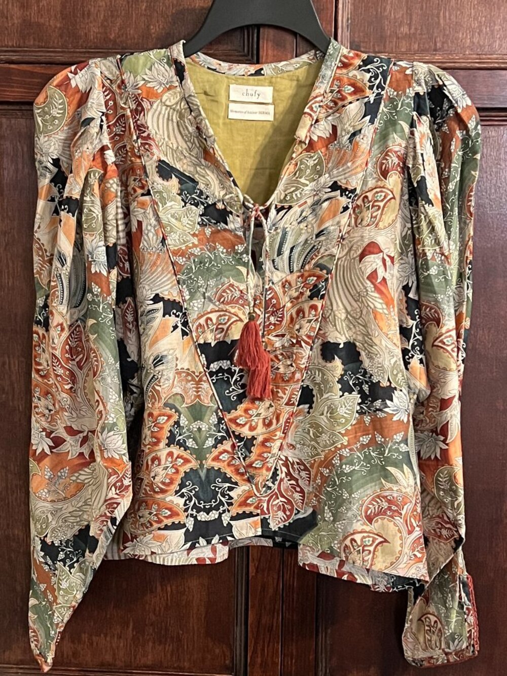 CHUFY MEMORIES OF ANCIENT BURMA PRINT BLOUSE COTTON SILK BLEND